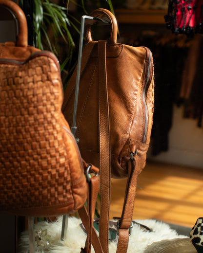 WOVEN LEATHER BACKPACK