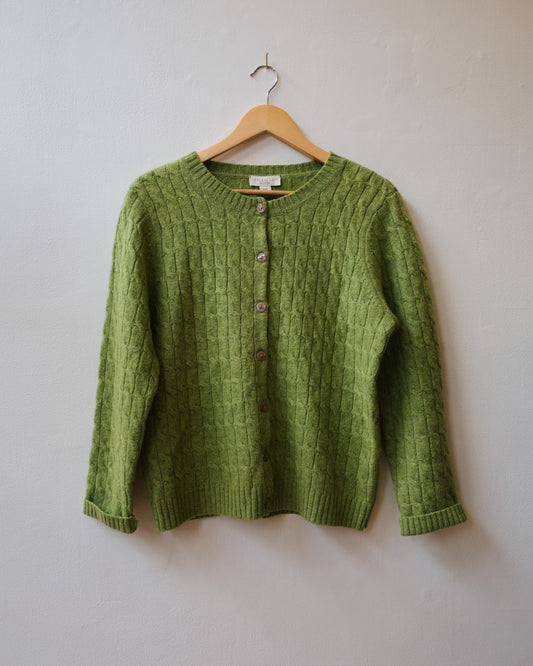 GREEN WOOL CARDIGAN