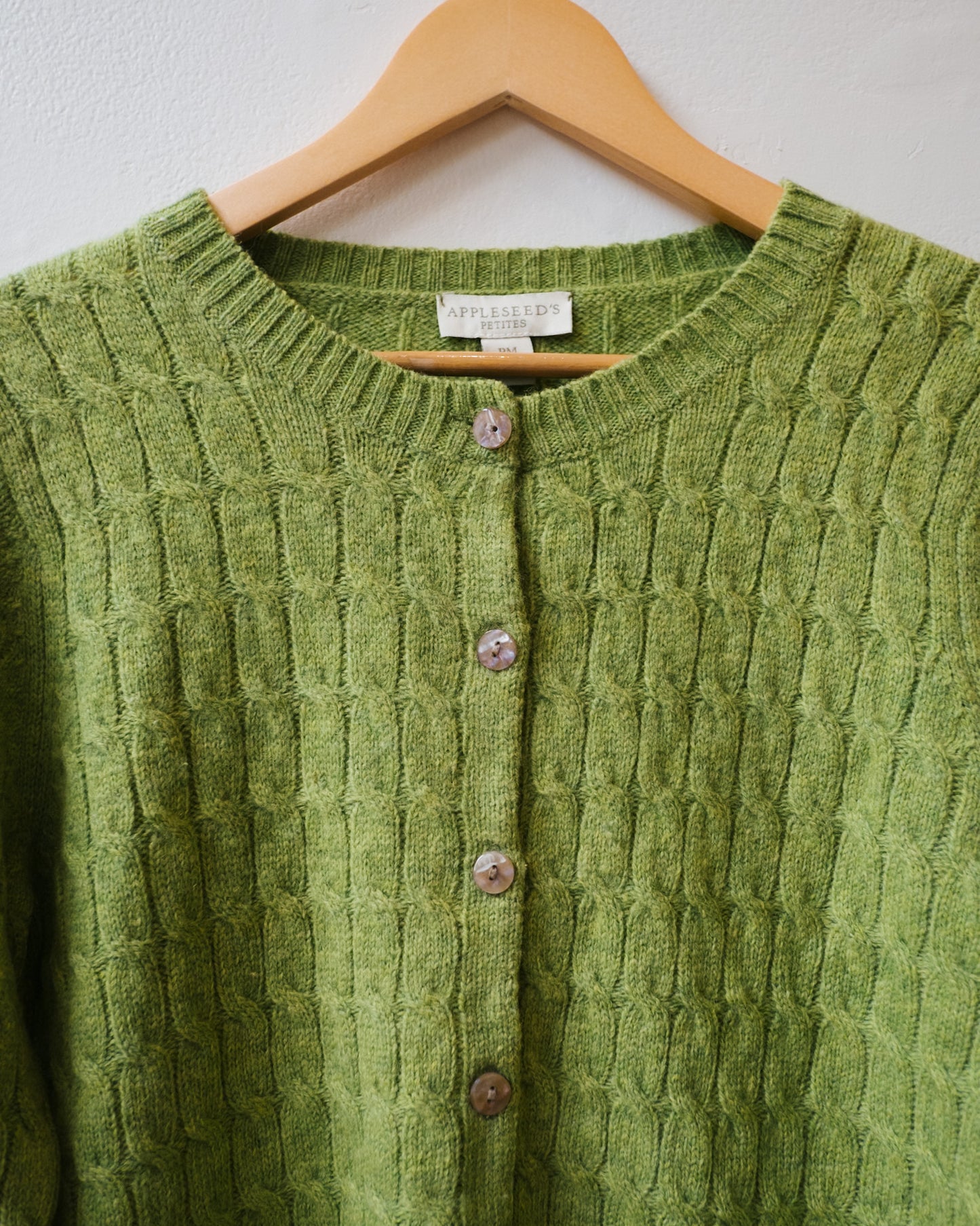 GREEN WOOL CARDIGAN