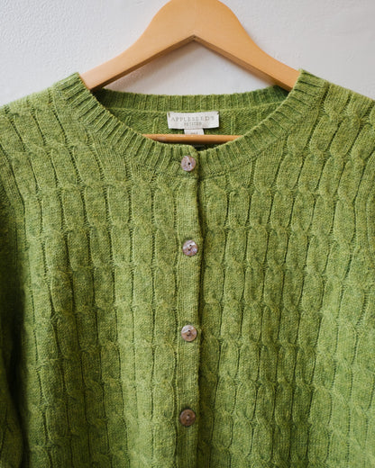 GREEN WOOL CARDIGAN