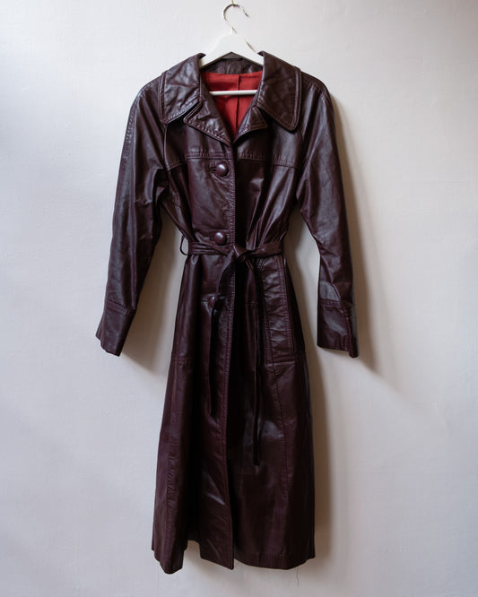 PLUM LEATHER TRENCH