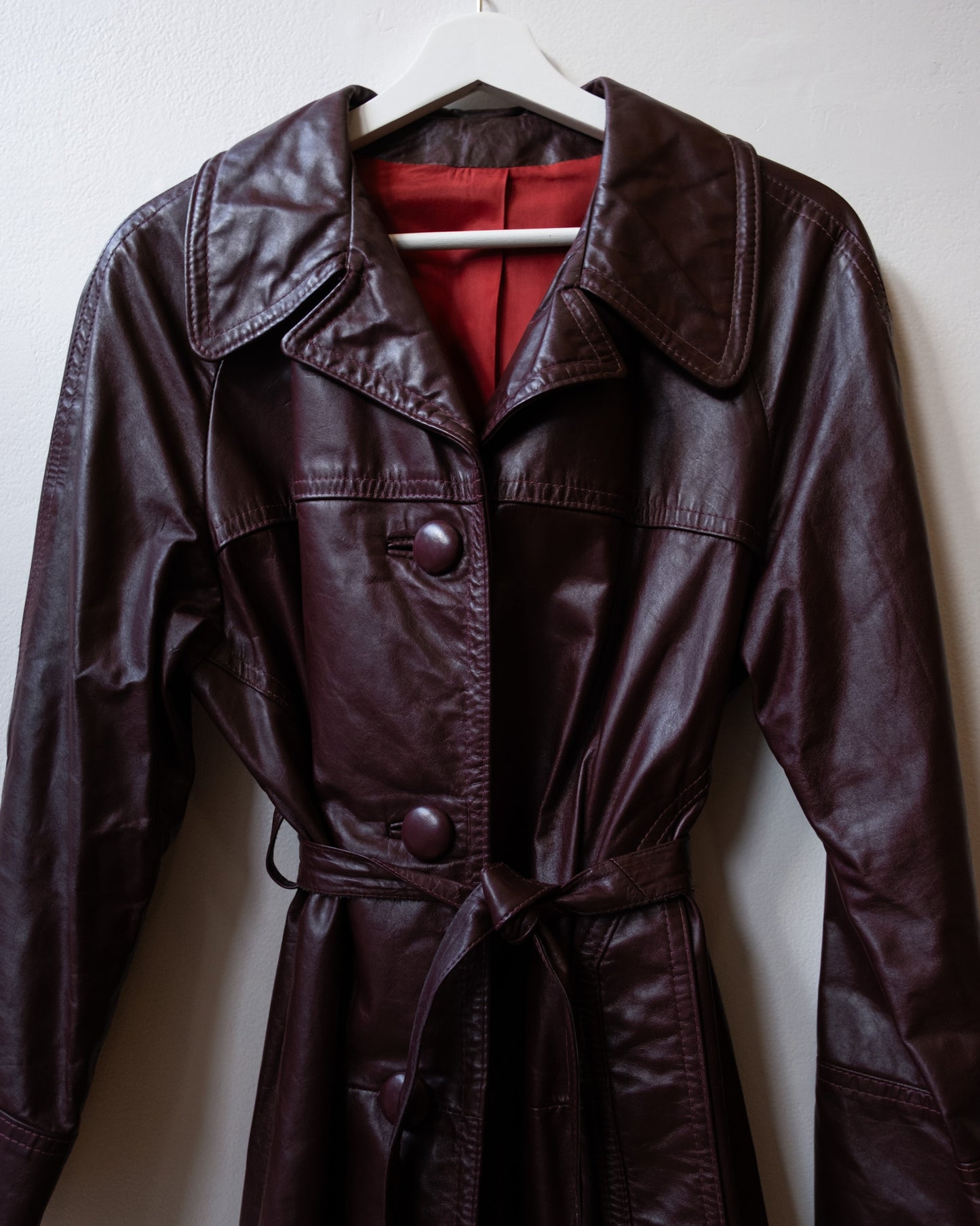 PLUM LEATHER TRENCH