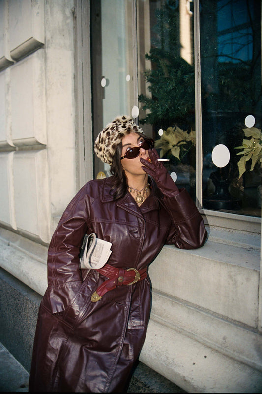 PLUM LEATHER TRENCH