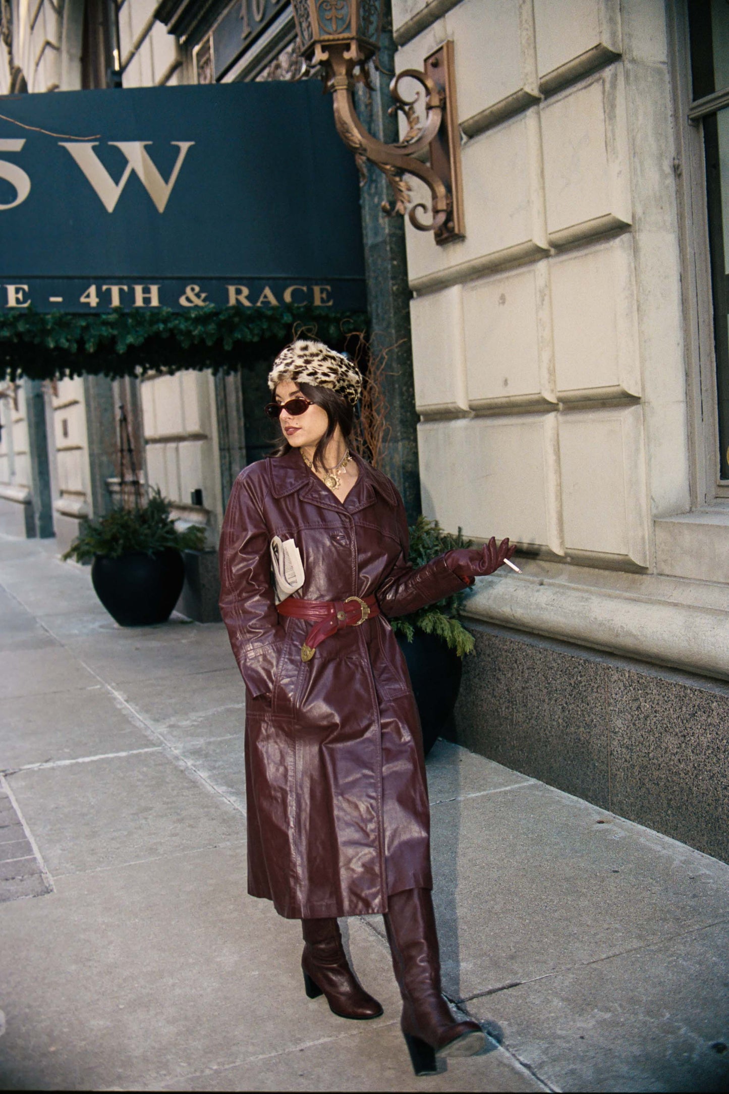 PLUM LEATHER TRENCH